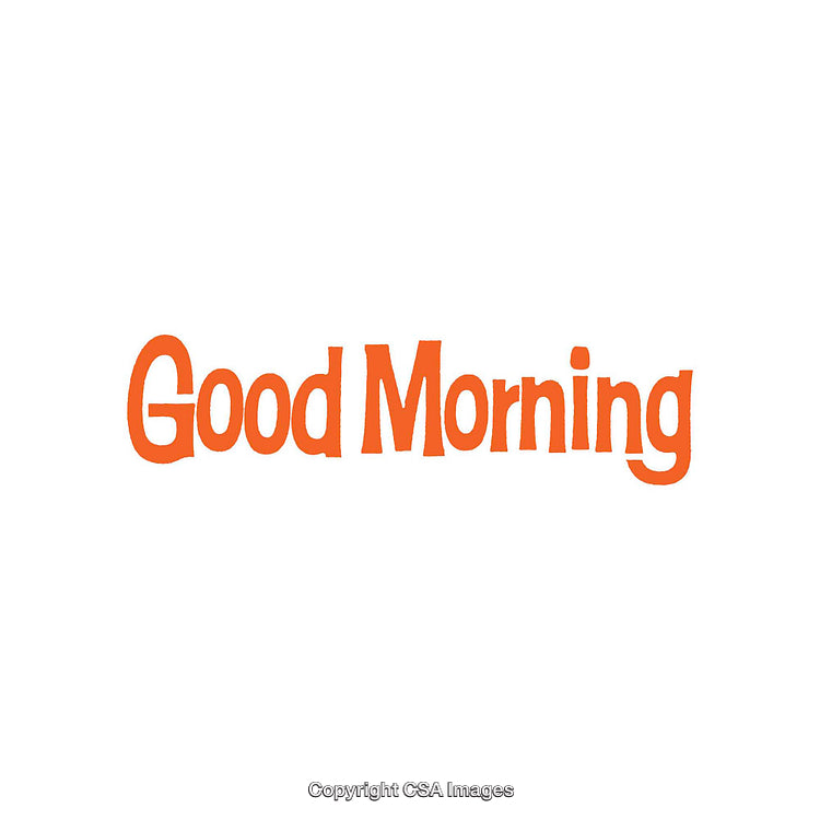 Bold Orange Good Morning Greeting Text on White Background
