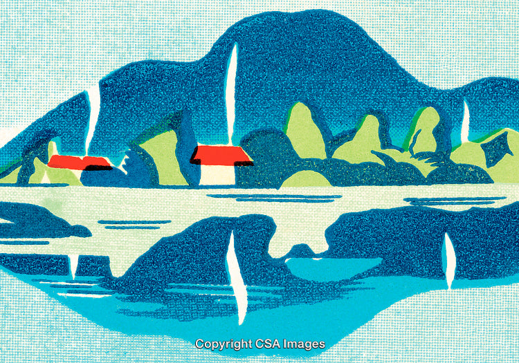 Scenic Mountain Landscape With Serene Lake and Vibrant Artistic Palette