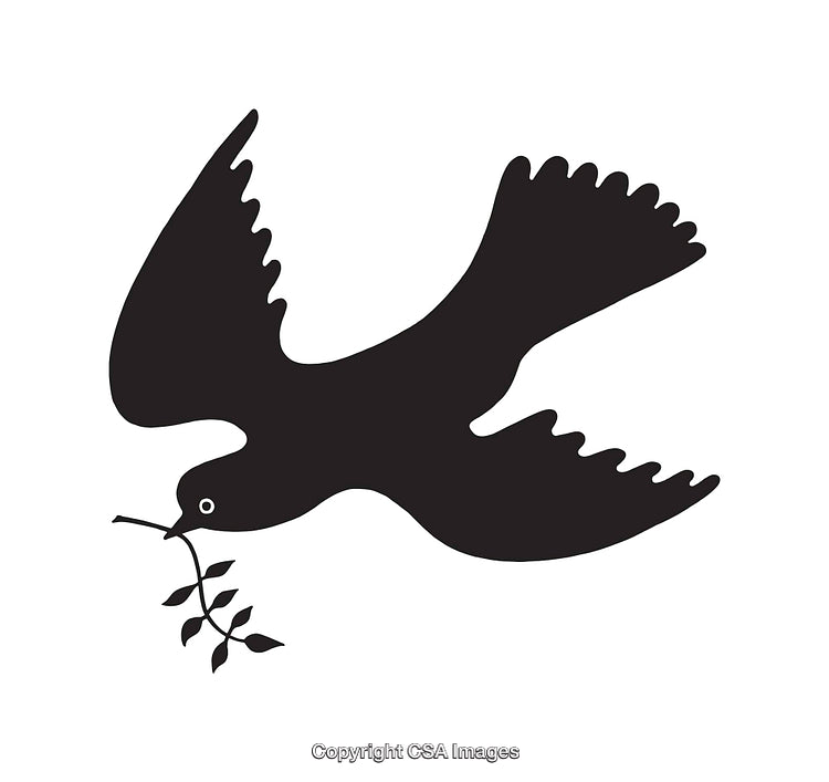 Silhouette of Dove Carrying Olive Branch, Symbolizing Peace and Hope