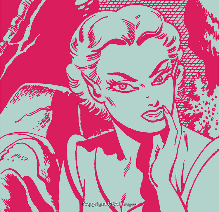 Vibrant Pop Art Portrait of Woman in Comic-Style Illustration