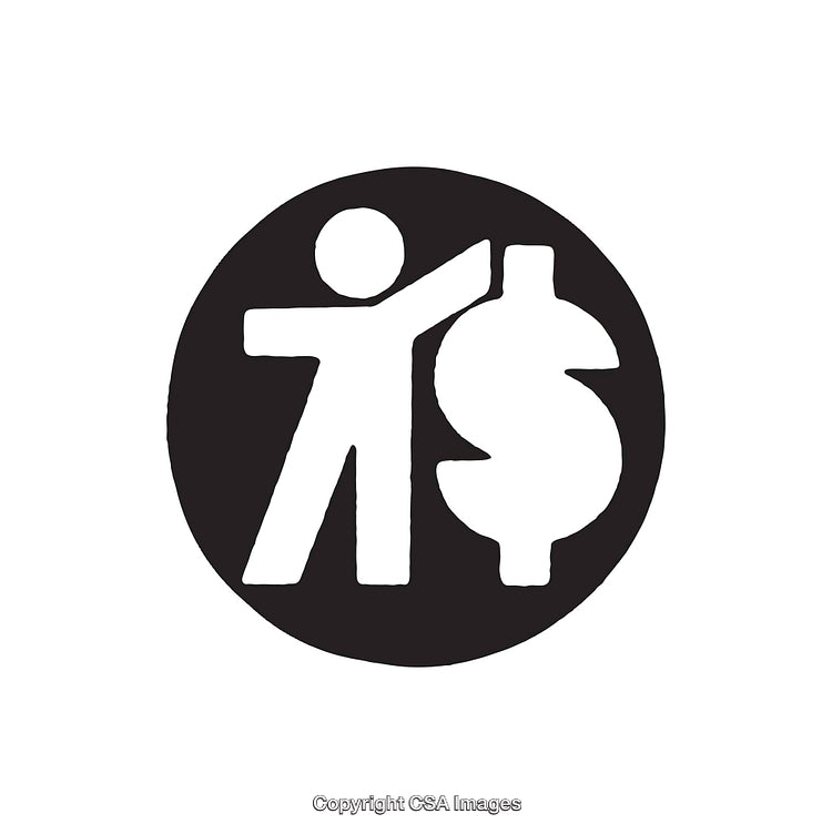 Simplistic Black and White Illustration of a Person with Dollar Symbol