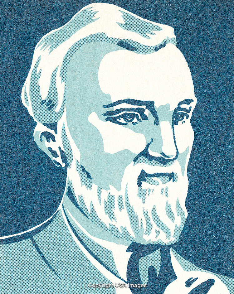 Artistic Rendering of a Historic Man in a Bold Color Palette