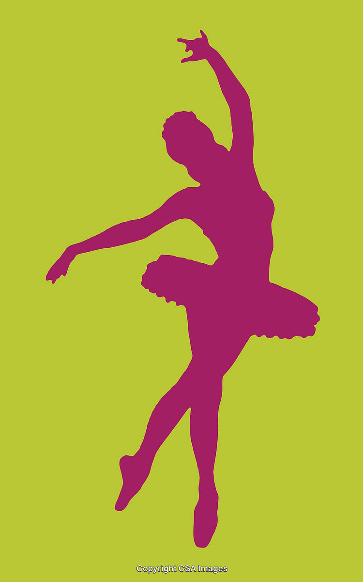 Silhouette of Elegant Ballerina in Graceful Pose on Lime Background