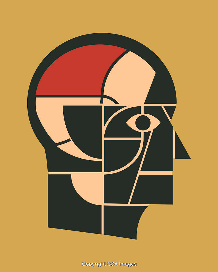 Modern Abstract Design of a Cubist Face Illustration in Geometric Style