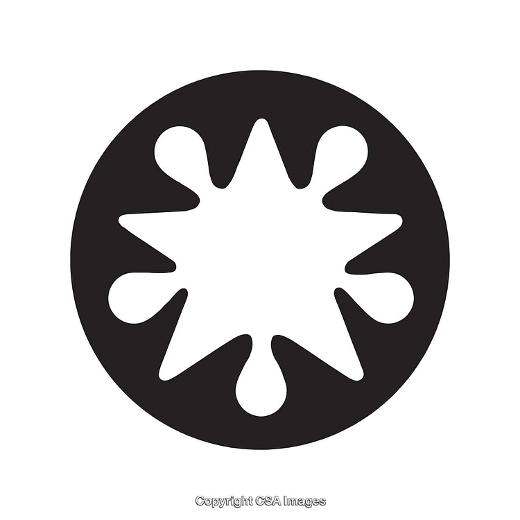 Abstract Symmetrical Black and White Circular Icon with Geometric Patterns