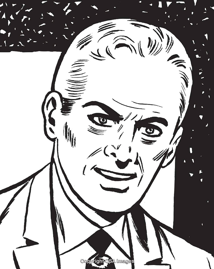 Retro Comic Style Illustration of a Professional Man in Formal Attire