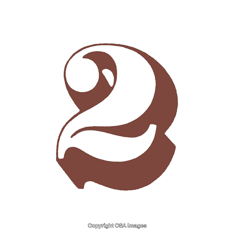 Bold Decorative Letter Two Design in Retro Style