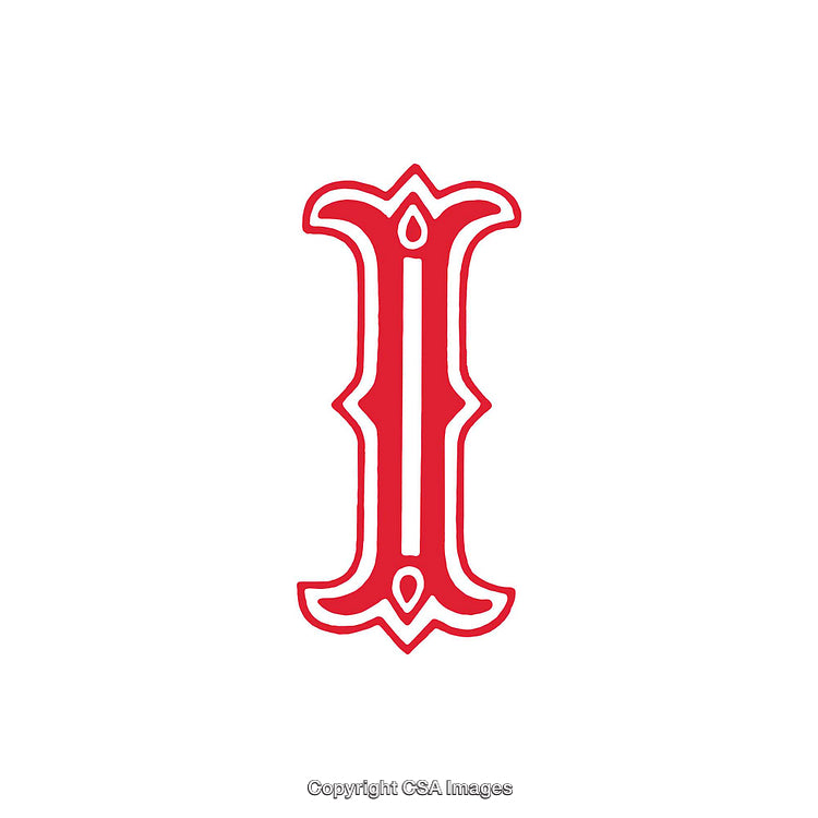 Decorative Red Letter I on a Clean White Background