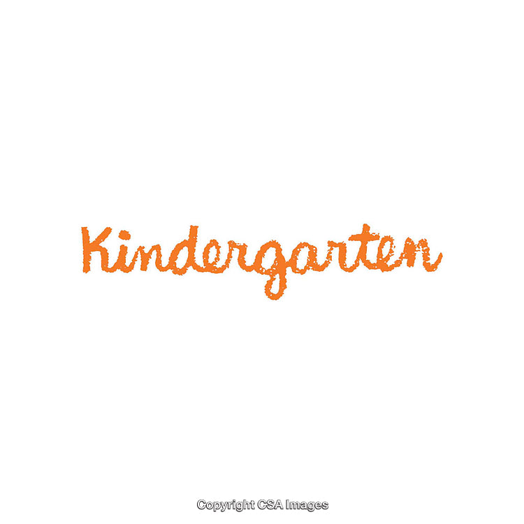 Orange Handwritten Kindergarten Calligraphy Isolated on White Background