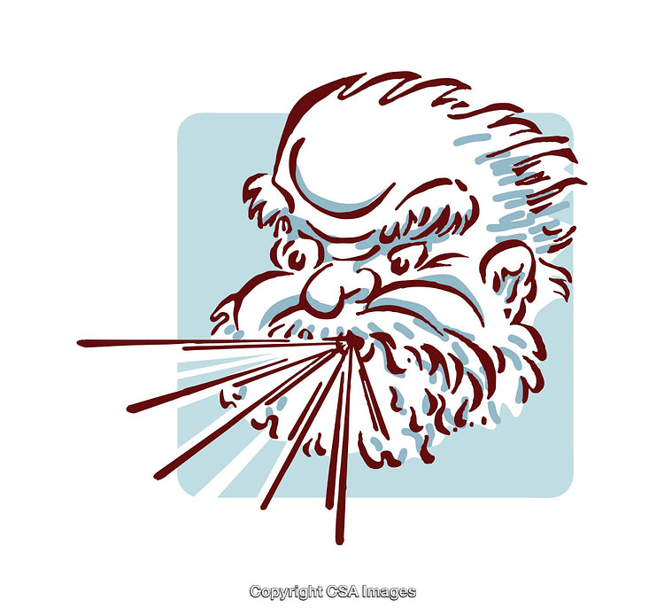 Illustration of a Character Blowing Wind With Expressive Lines
