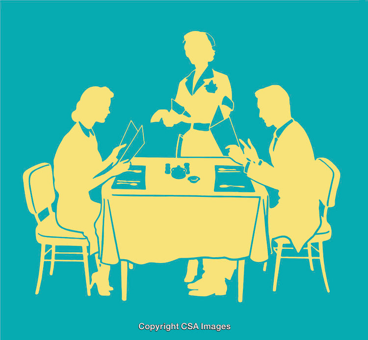 Silhouette Illustration of a Dining Scene in a Restaurant