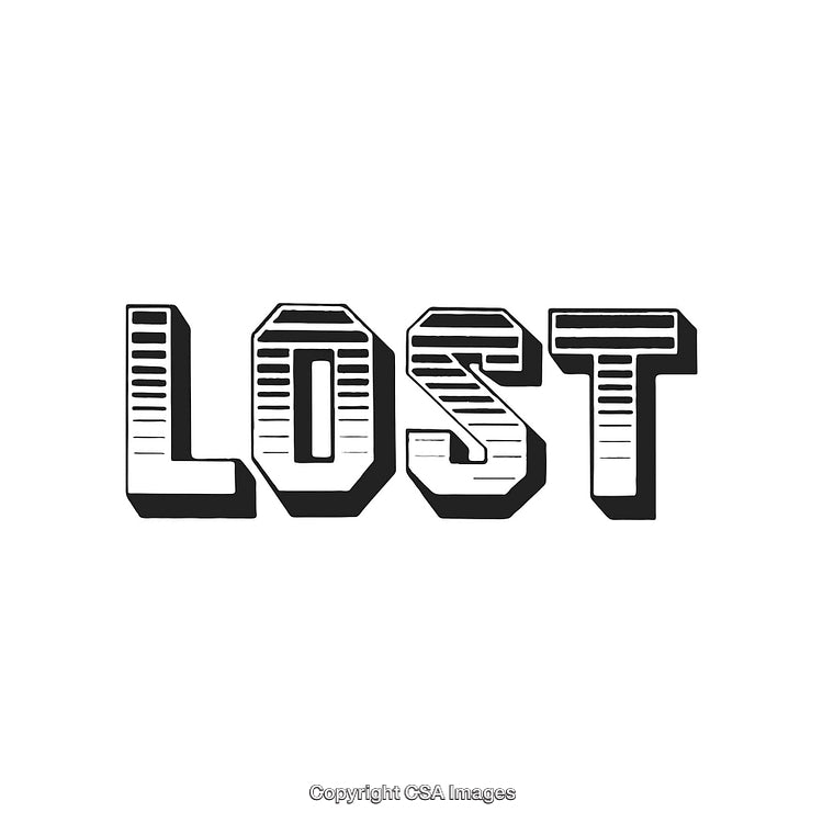 Bold Graphic Typography Featuring the Word 'Lost' on a White Background