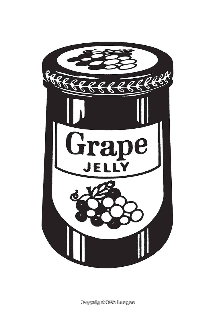 Black and White Illustration of a Jar of Grape Jelly