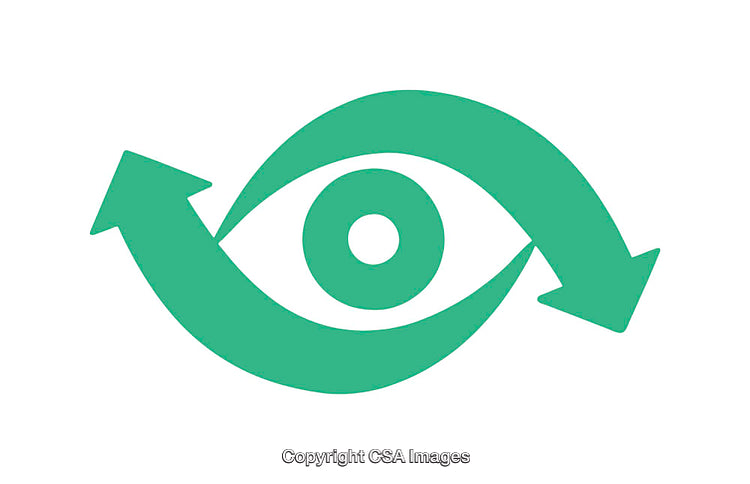 Green Icon Depicting an Eye Enclosed by Curved Arrows Symbolizing Recycling