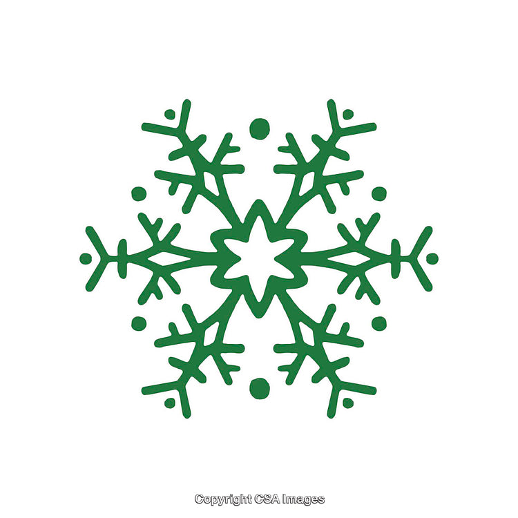 Green Snowflake Icon Design with Intricate Patterns on a White Background