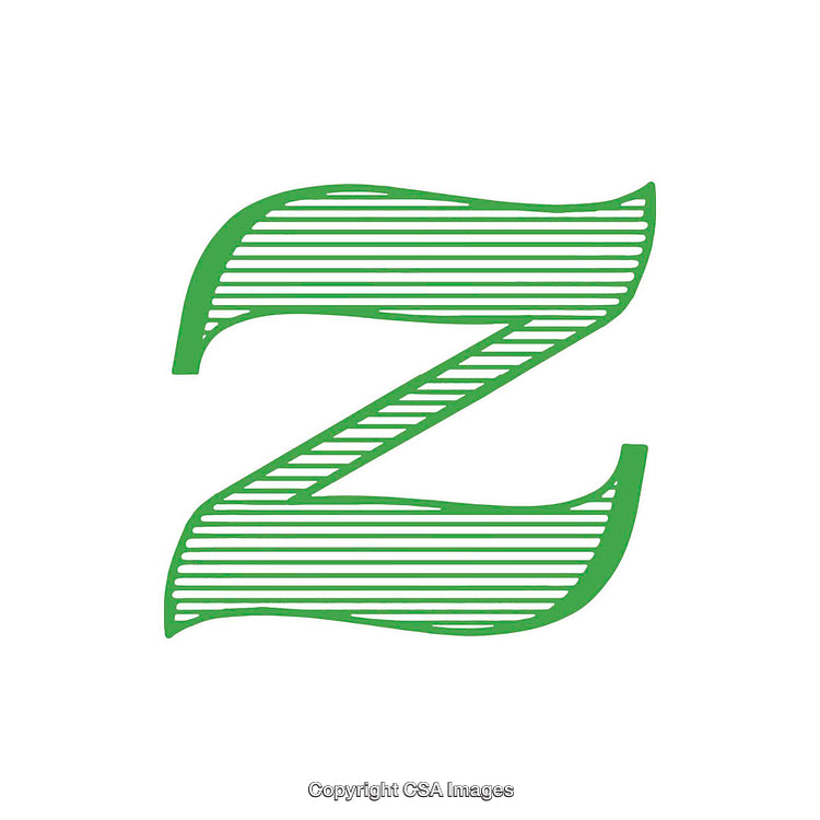Green Stylized Letter Z with Horizontal Striped Pattern