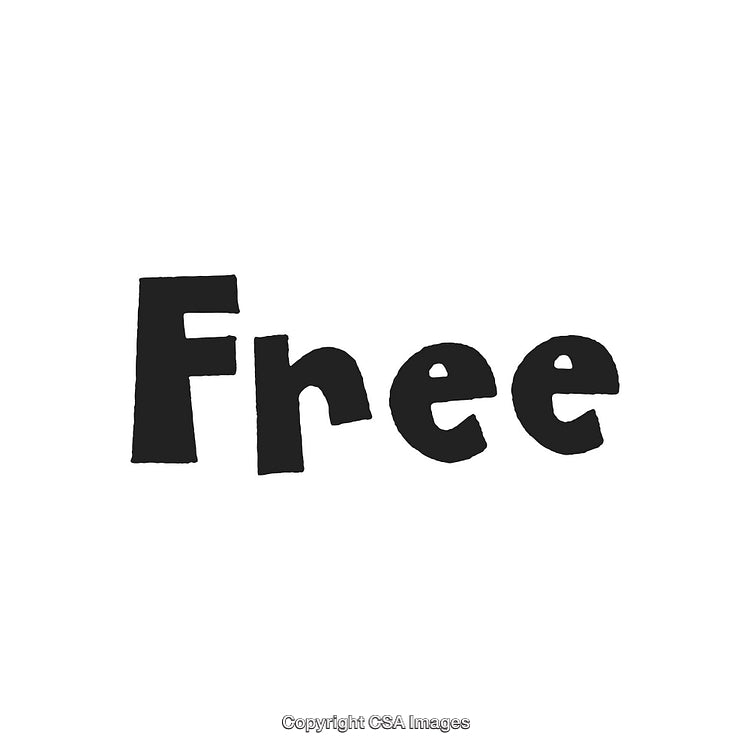 Black Text 'Free' in Playful Font On White Background