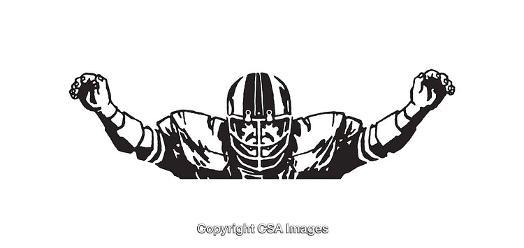 Black and White Line Illustration of a Celebrating Football Player