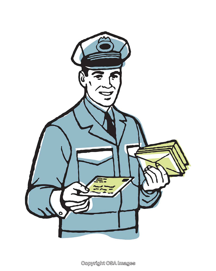 Illustration of a Mailman Delivering Letters in Uniform with Smiling Expression