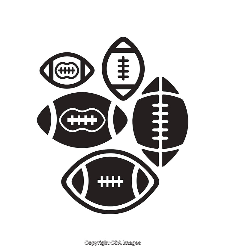 Black and White Football Icon Illustrations in Line Art Style
