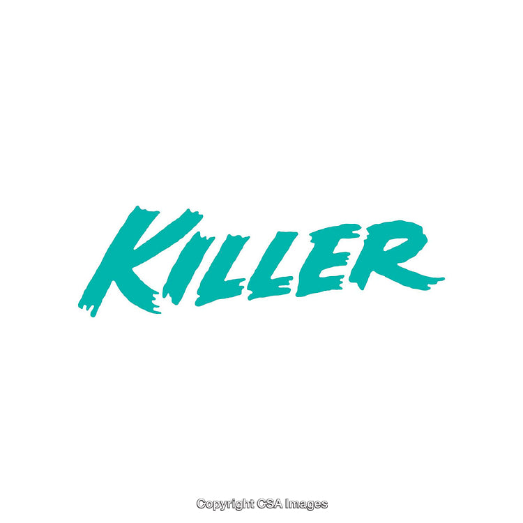Dynamic Script Font Displaying the Word Killer in Turquoise Color