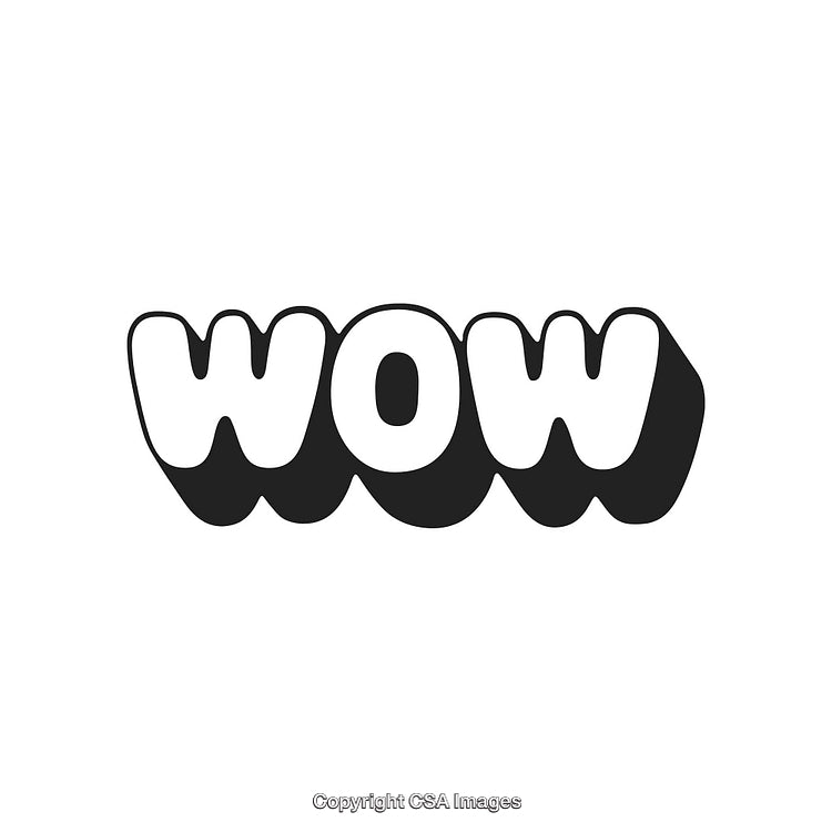 Retro Styled WOW Text Design With Bold Black and White Theme