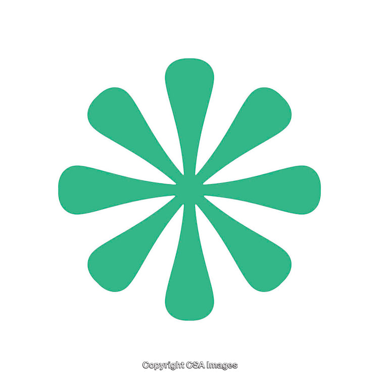 Green Abstract Flower Shape on White Background
