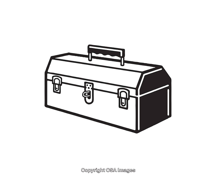Black And White Line Art Illustration of Tool Box Icon