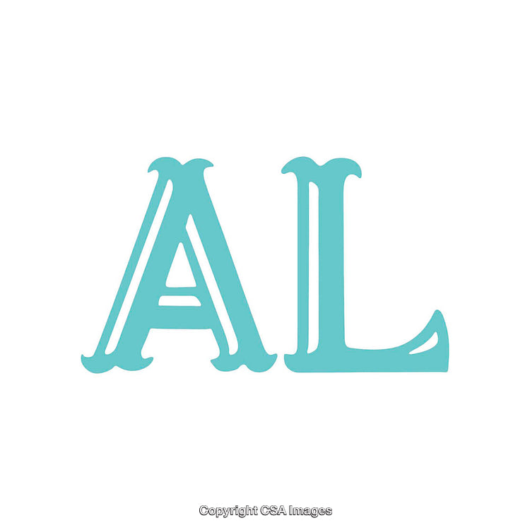 Elegant Turquoise Lettering with AL Monogram on White Background