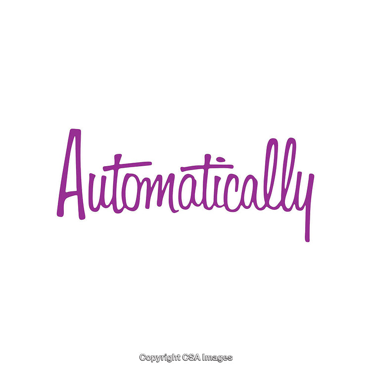 Automatically Written in Vibrant Purple on a Clean White Background