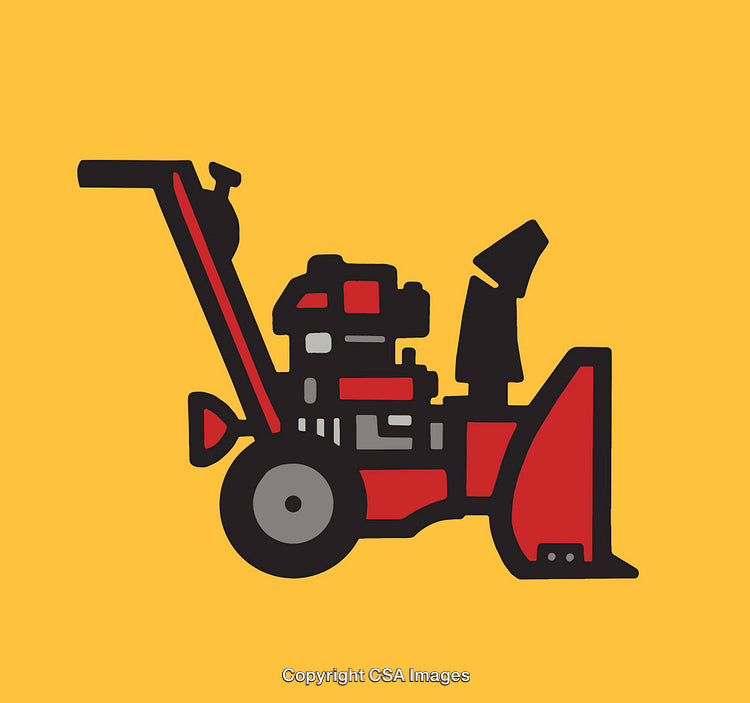 Illustration of Snow Blower Equipment on Vibrant Yellow Background