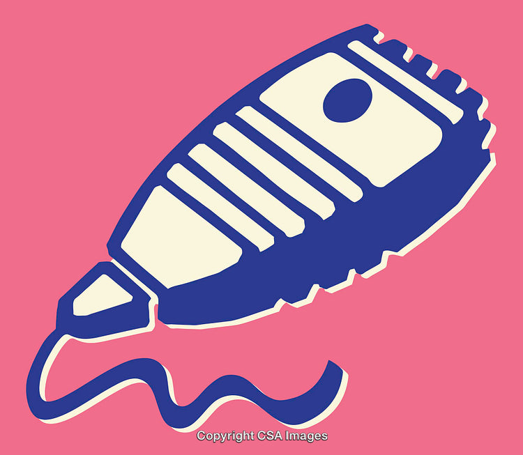 Retro Illustration of Tape Roller with Bold Colors and Clean Lines