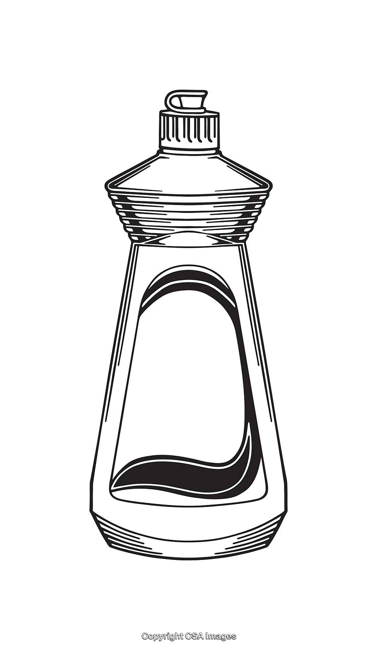Black and White Line Art Illustration of a Cleaning Spray Bottle