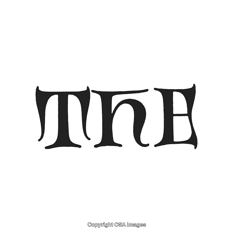 Stylized Black Text Reading 'The' in Decorative Lettering