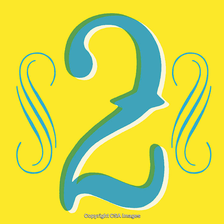 Vibrant Artistic Illustration of the Number Two with Decorative Elements