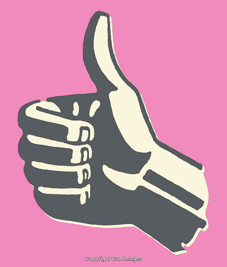 Colorful Line Art Illustration of a Thumbs-Up Gesture on Pink Background