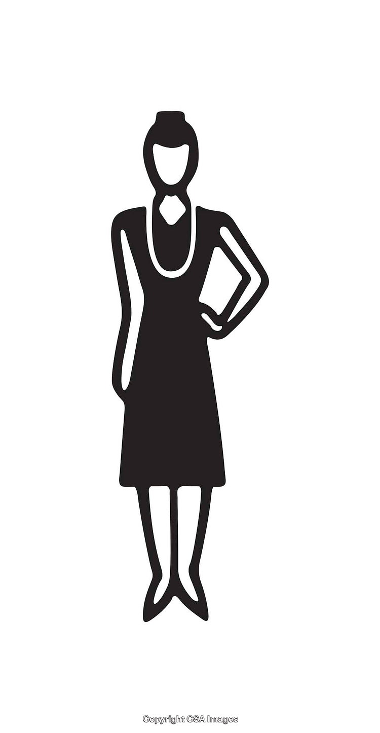 Elegant Black and White Female Silhouette Icon in Minimalistic Design
