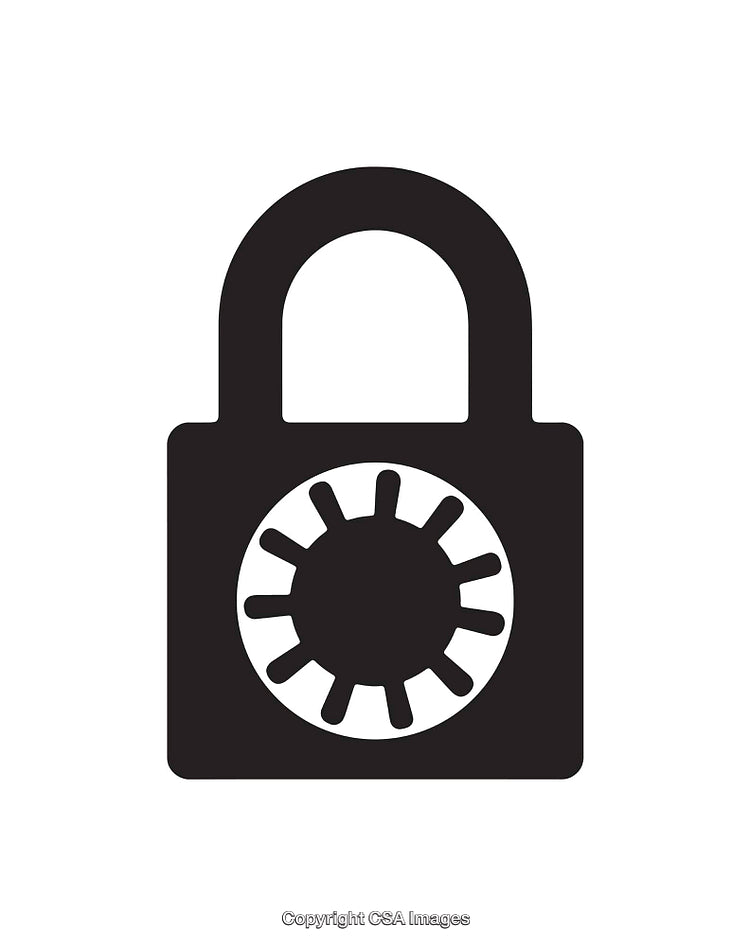 Simple Black and White Combination Lock Icon