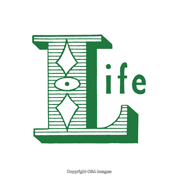 Green Decorative Letter Design with Ornamental and Text Elements