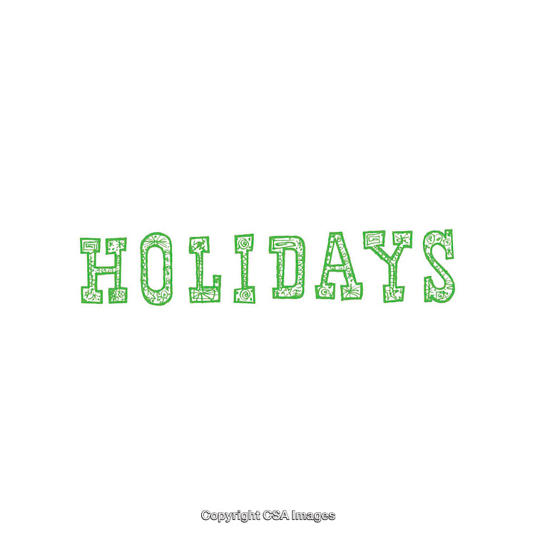 Decorative Green Holiday Typography with Patterned Text on White Background