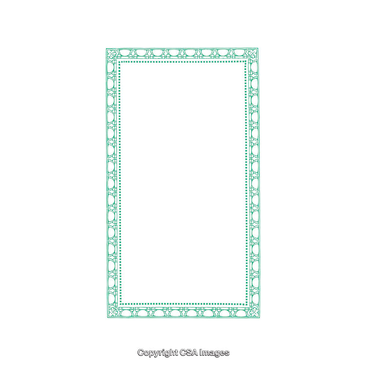 Elegant Rectangular Ornamental Border Design With Intricate Green Patterns