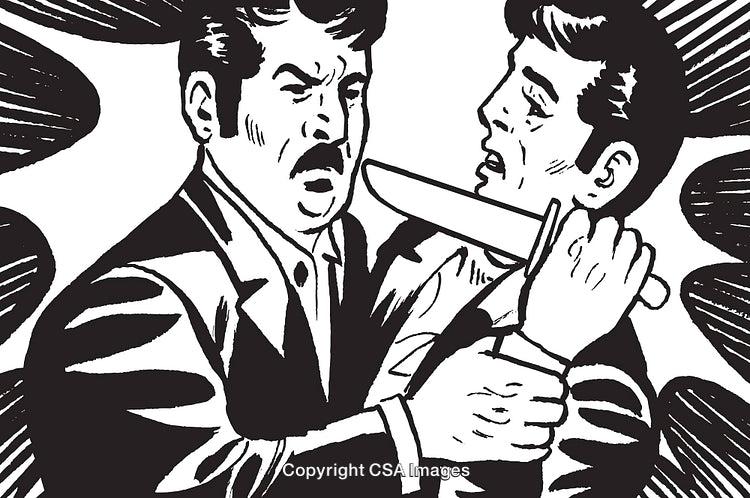 Vintage Illustration of a Dramatic Confrontation With Tension and Intensity