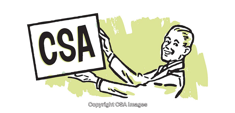Retro Illustration Featuring a Cheerful Man Holding a CSA Sign