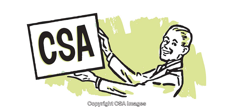 Retro Illustration Featuring a Cheerful Man Holding a CSA Sign
