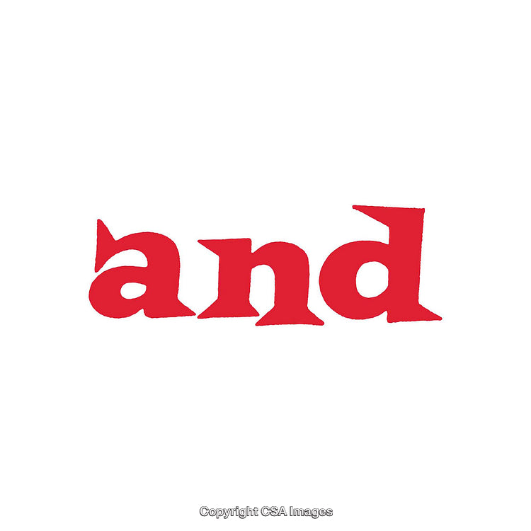 Red Distressed Text Illustration Featuring the Word 'And' in Bold Font Style