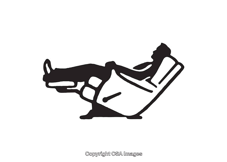 Relaxing in a Recliner Chair Silhouette Line Art Illustration