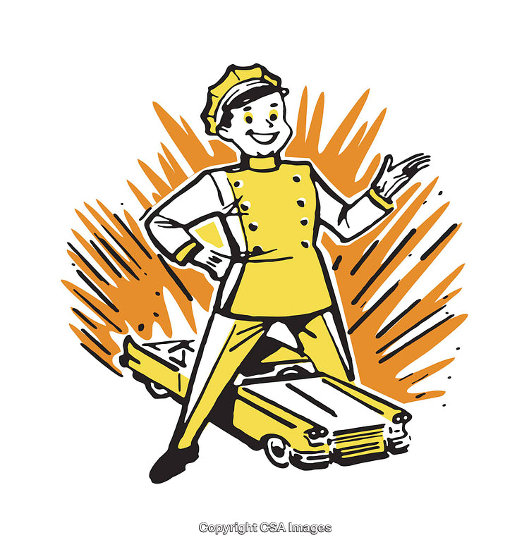 Retro Inspired Illustration of a Cheerful Employee in a Vibrant Style