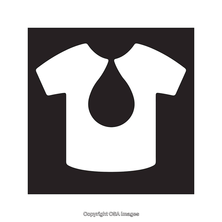 Black and White T-Shirt Icon with Water Drop Symbol