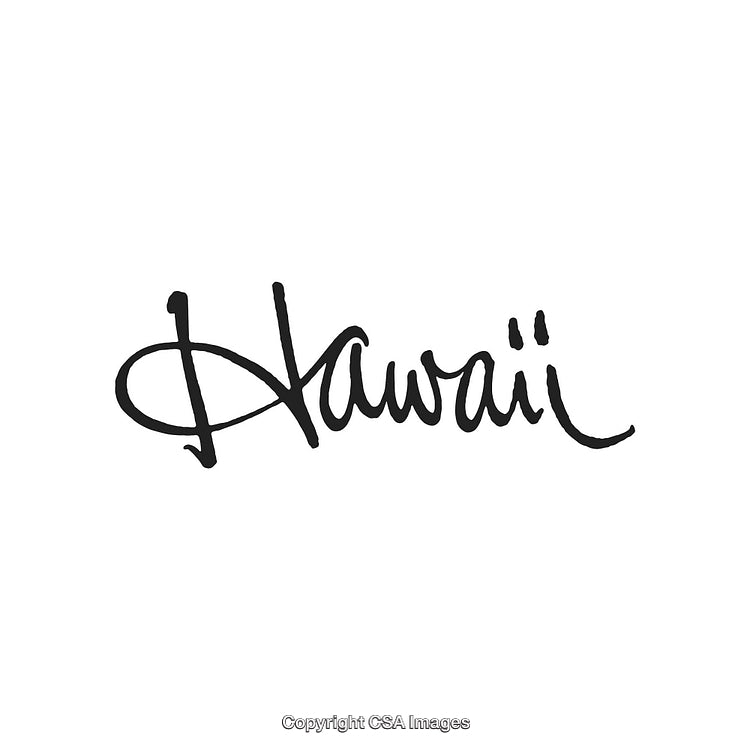 Stylish Black Handwritten Script Featuring the Word Hawaii on White Background