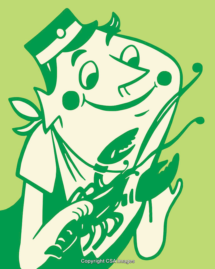Vintage Illustration of a Happy Chef Holding a Lobster